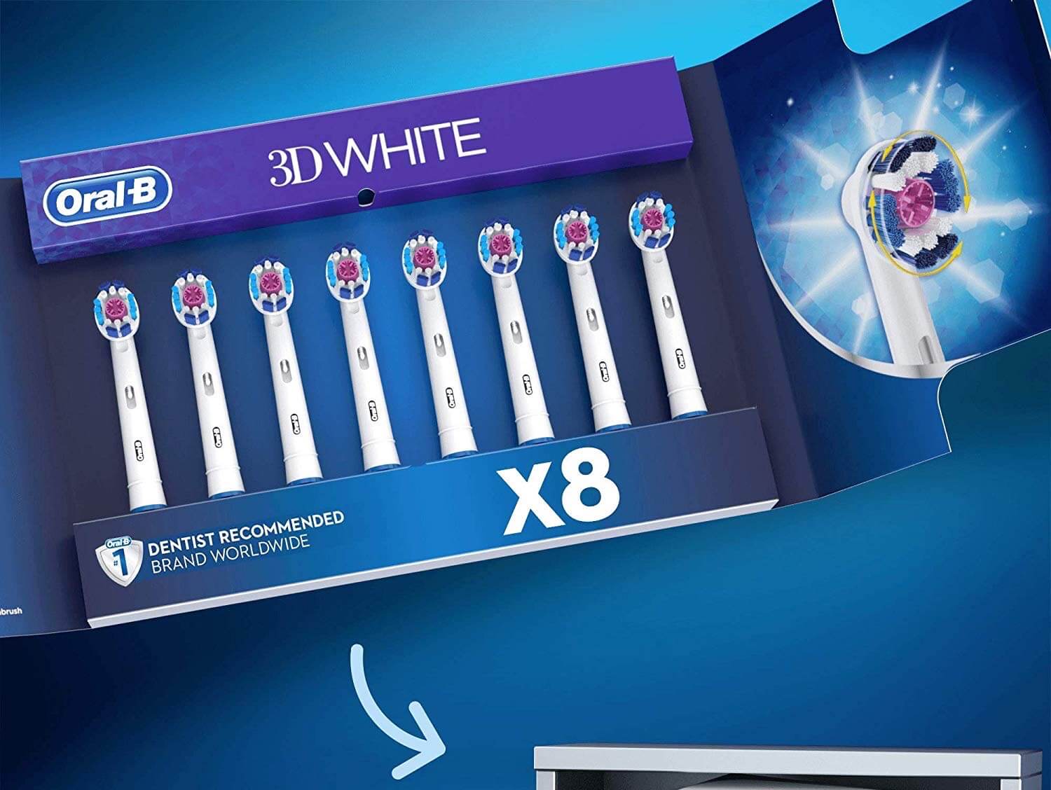 欧乐oral-b 3dwhite 美白电动牙刷头8支装,到手23.69欧,原价32.99欧!