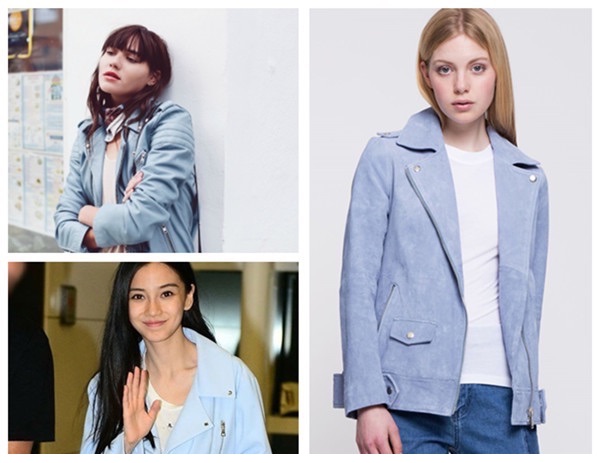 EDITED全场3折!Edited Kiara 雾蓝色机车外套,原价139欧,折后只要58.4欧!