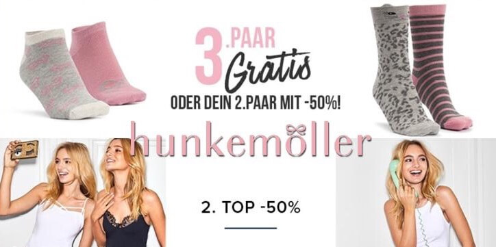 Hunkemöller 超萌袜子 买三送一+第二件半价!相当于最低67折!还有打底上衣专区的背心、T恤也有第二件半价!