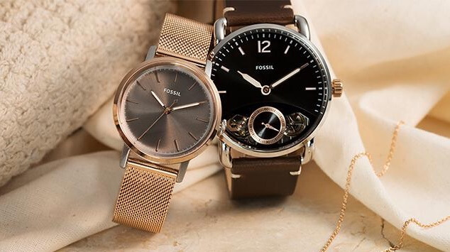美国时尚品牌 Fossil 女士玫瑰金腕表 + 男士雅致银黑4折到手60.55欧,原价149欧!特价!