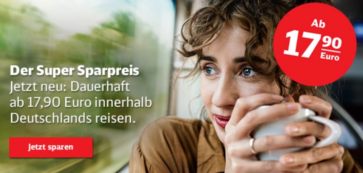 Deutsche Bahn德铁单程火车票特价!全德境内17.90欧特价票!Bahncard 25用户可再优惠25%!