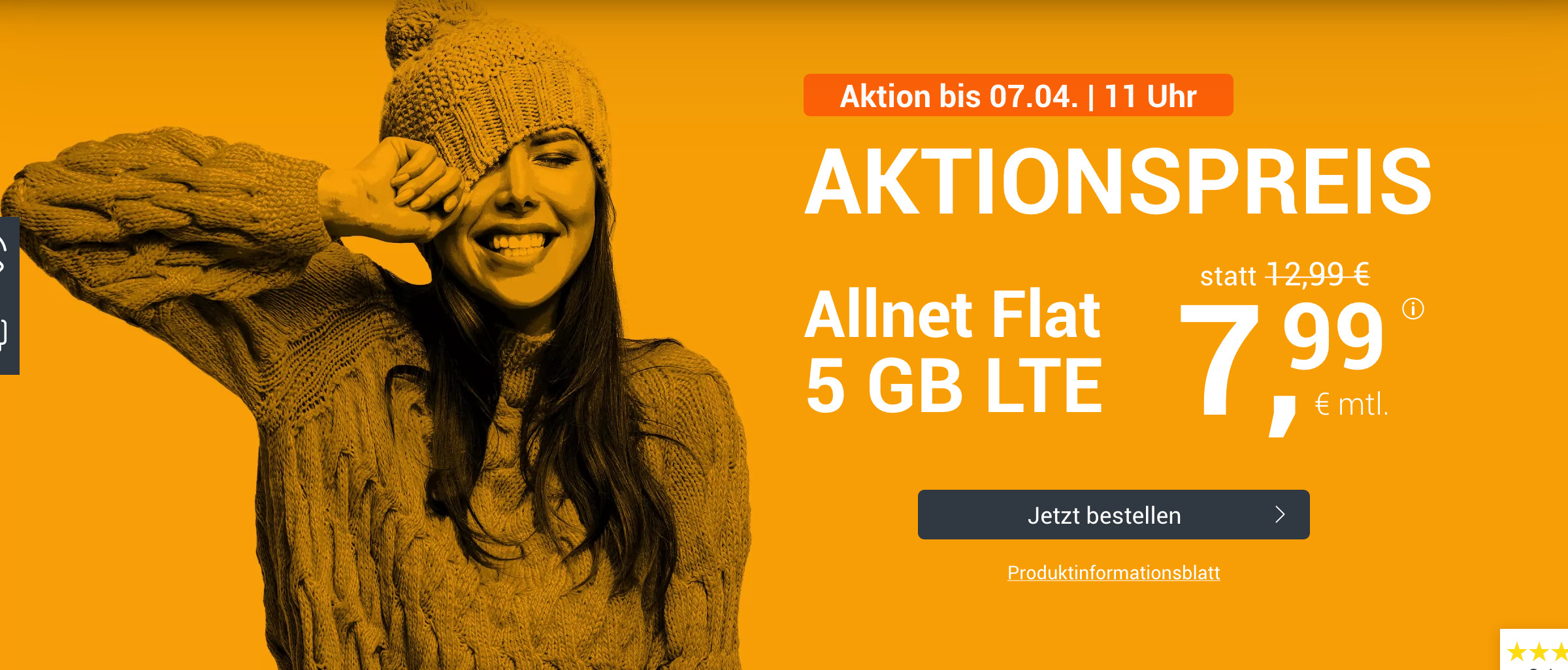 墙裂推荐手机合同!包月德国境内网络电话/短信+5GB上网,欧盟漫游,月租只要7.99欧+免接通费!原价12.99欧!