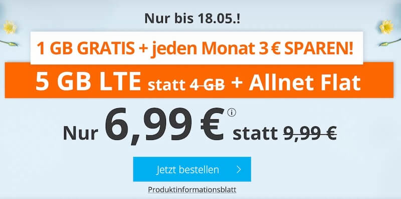 sim.de手机合同特价!O2网络包月电话+短信+4GB流量现在只要6.99欧!原价9.99欧!