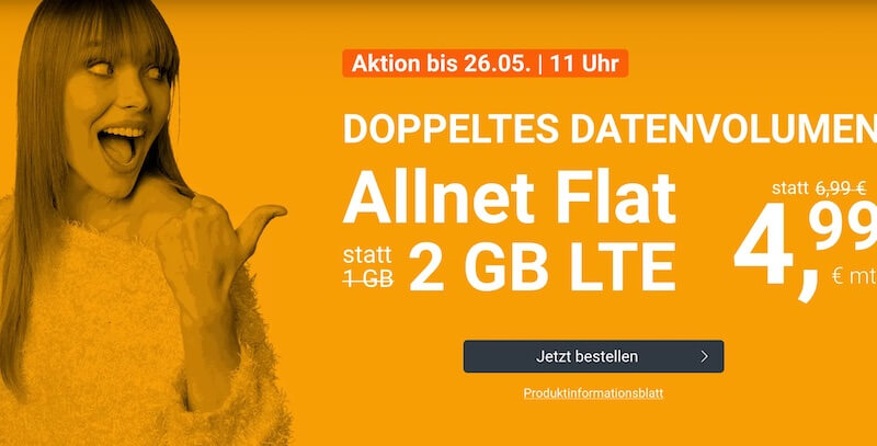 推荐手机合同!包月德国境内O2网络 电话/短信+2GB上网,欧盟漫游,月租4.99欧+免接通费!原价6.99欧!