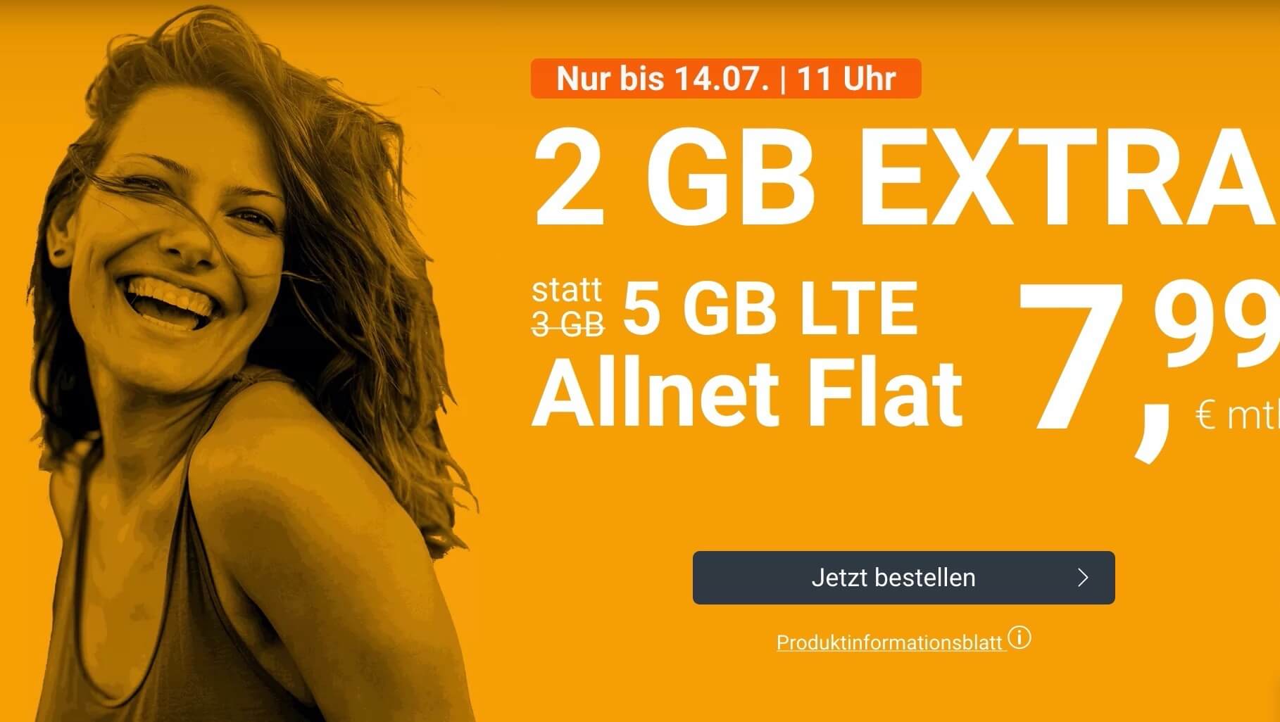 推荐手机合同!包月德国境内网络电话/短信+5GB上网,欧盟漫游,月租只要7.99欧+免接通费!原价12.99欧!