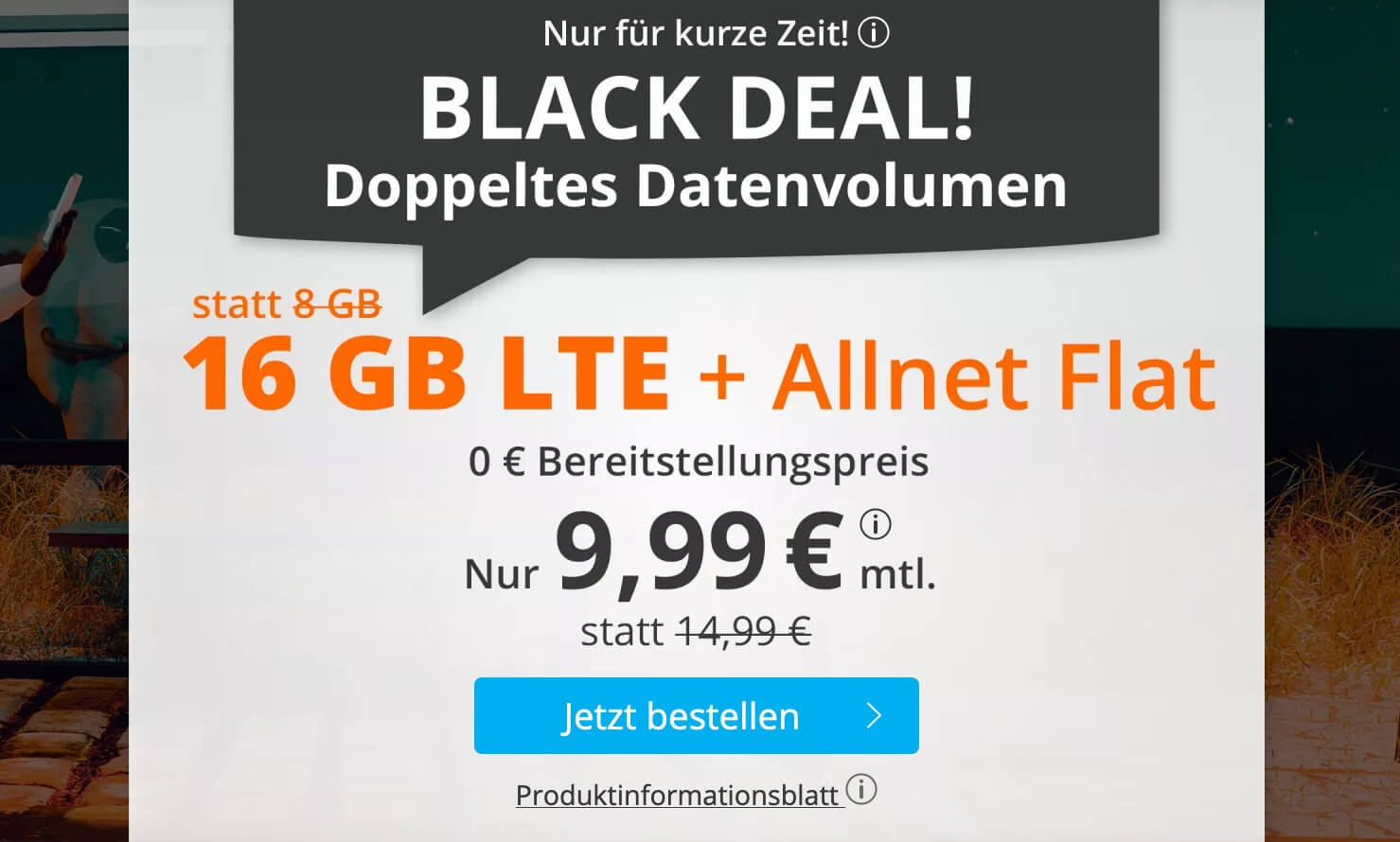sim.de黑五手机合同特价!O2网络包月电话+短信+16GB流量现在只要9.99欧!原价14.99欧!无开通费!