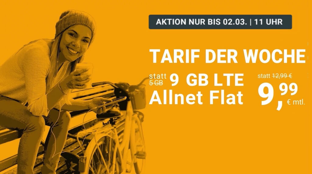 O2网络包月德国境内网络电话/短信+9GB上网，欧盟漫游，到手9.99欧，原价12.99欧！！