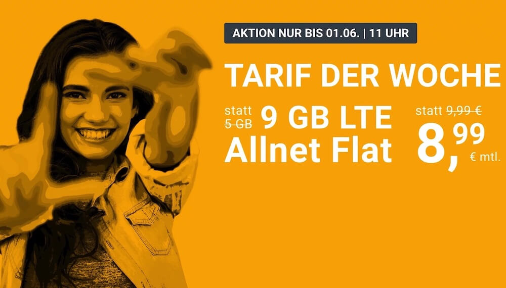 O2网络包月德国境内网络电话/短信+9GB上网，欧盟漫游，到手8.99欧，原价14.99欧！！