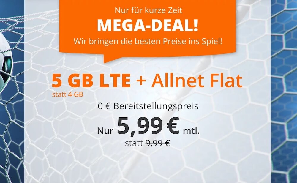 O2网络包月德国境内网络电话/短信+5GB上网 欧盟漫游，到手5.99欧，原价9.99欧！！