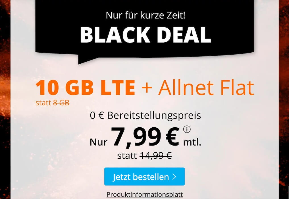 O2网络包月德国境内网络电话/短信+10GB上网,欧盟漫游,到手7.99欧,原价22.99欧!!
