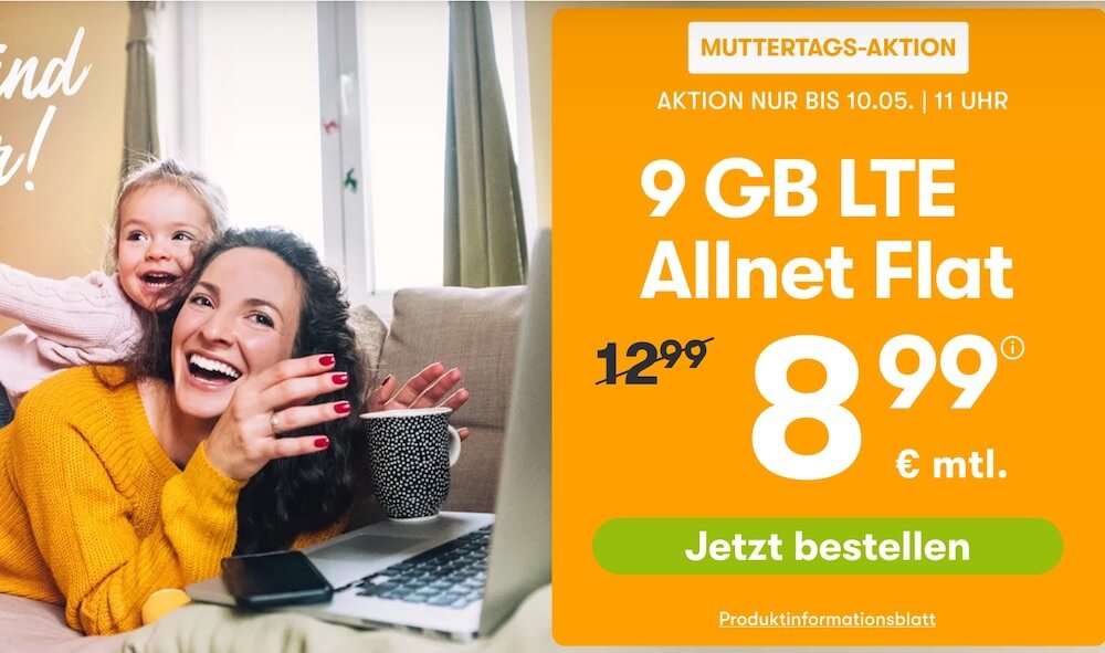 O2网络包月德国境内网络电话/短信+9GB上网，欧盟漫游，到手8.99欧，原价12.99欧！！