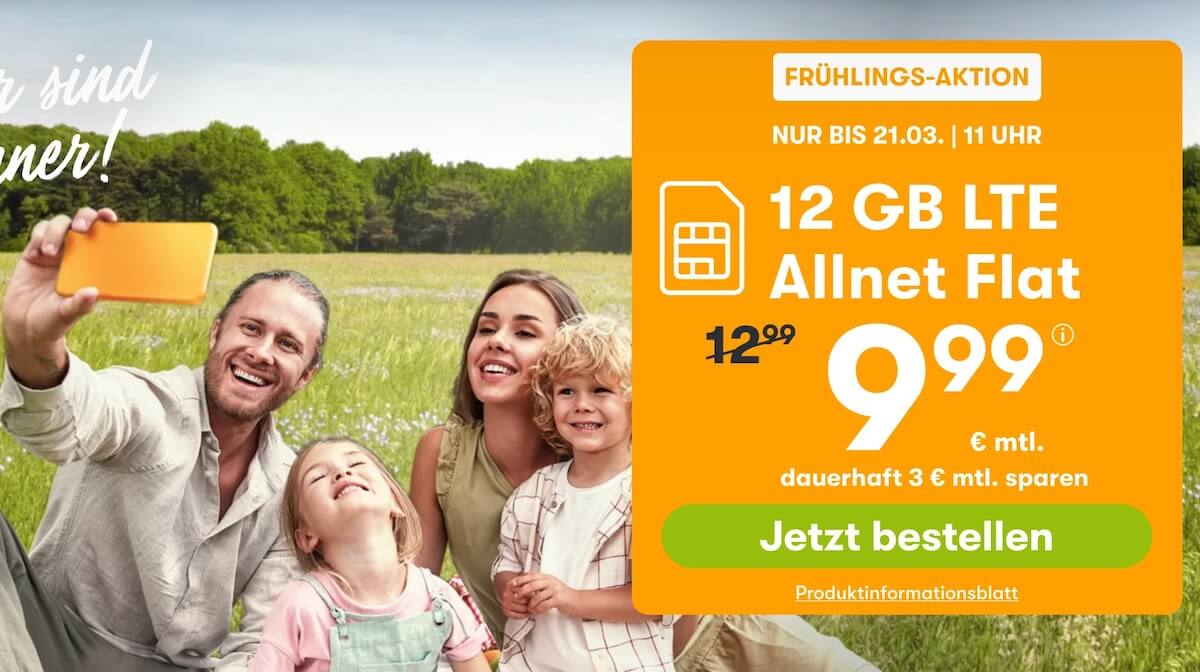 O2网络包月德国境内网络电话/短信+12GB上网,欧盟漫游,到手9.99欧,原价14.99欧!!