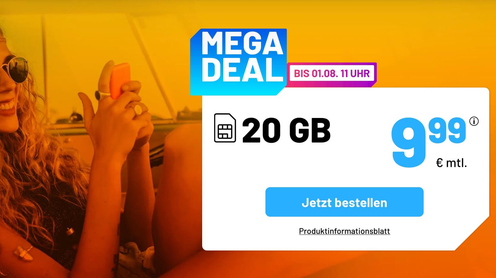 O2网络包月德国境内网络电话/短信+20GB上网，欧盟漫游，到手9.99欧，原价19.99欧！！