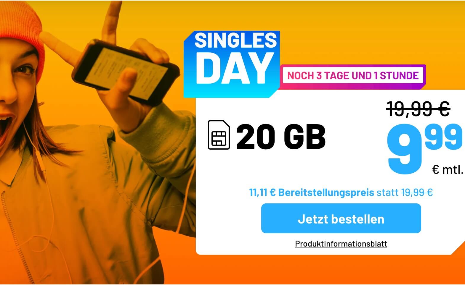 O2网络包月德国境内网络电话/短信+20GB上网，欧盟漫游，到手9.99欧，原价19.99欧！！