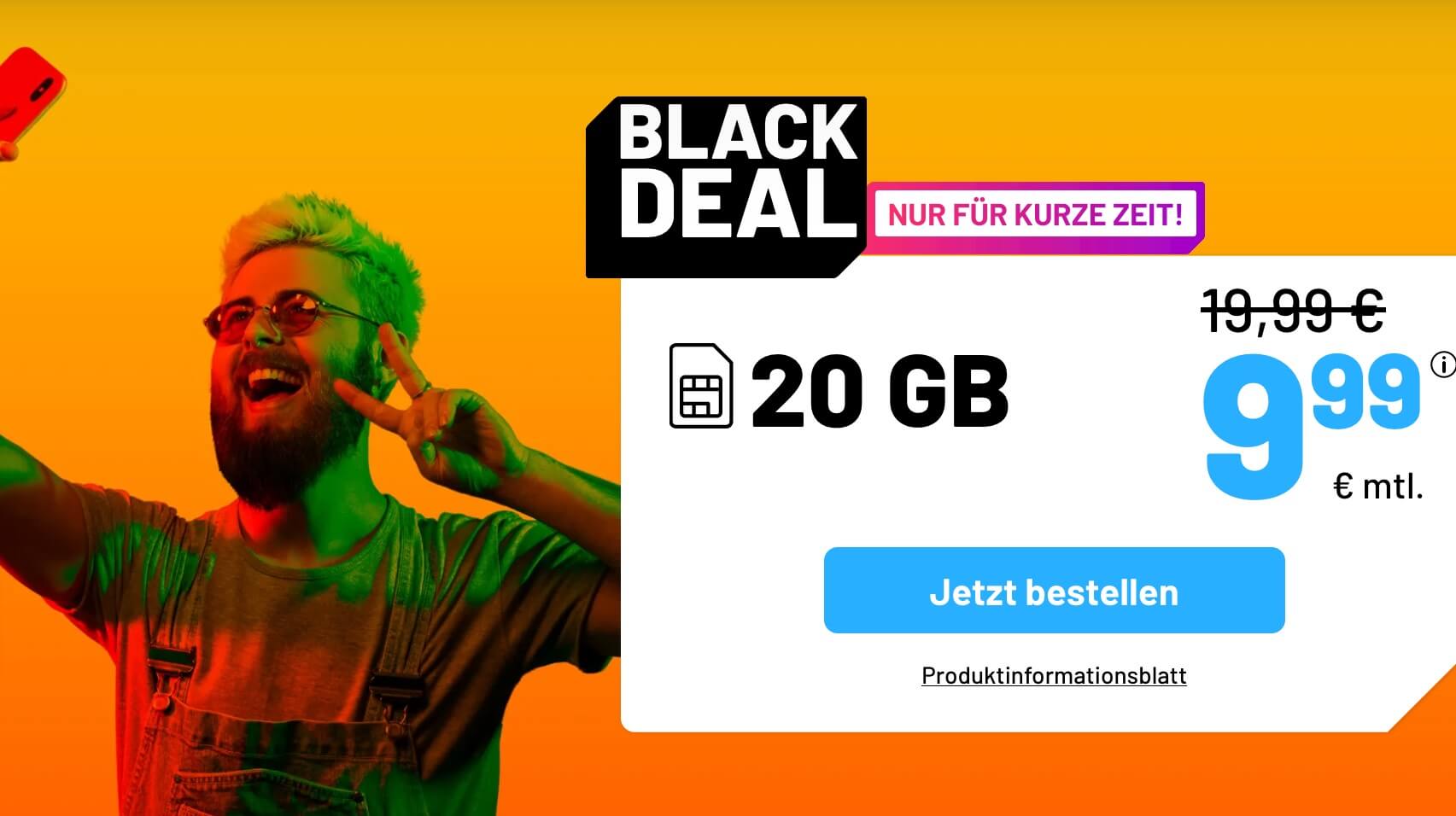 O2网络包月德国境内网络电话/短信+20GB上网，欧盟漫游，到手9.99欧，原价19.99欧！！