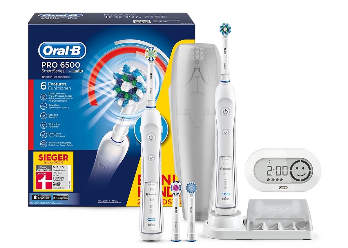 博朗Oral-B智能系列 Braun Oral-B Pro 6500 电动充电牙刷 两只装，现在到手137.99欧！！