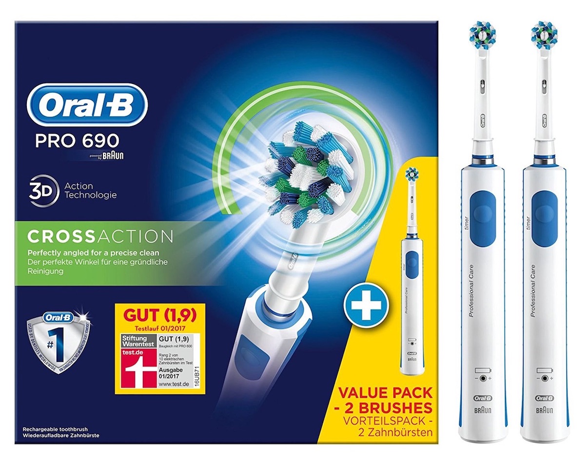 欧乐 Oral-B Pro 690 电动牙刷,3D清洁模式,2分钟定时提醒,现在到手41.99欧!!特价!