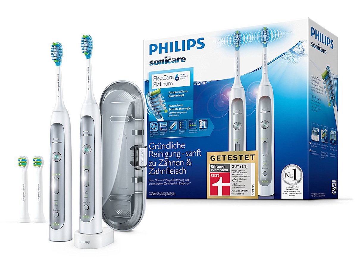 飞利浦顶级铂金系列 Philips Sonicare FlexCare Platinum HX9114/37 声波电动牙刷，原价188.99欧，到手159欧！
