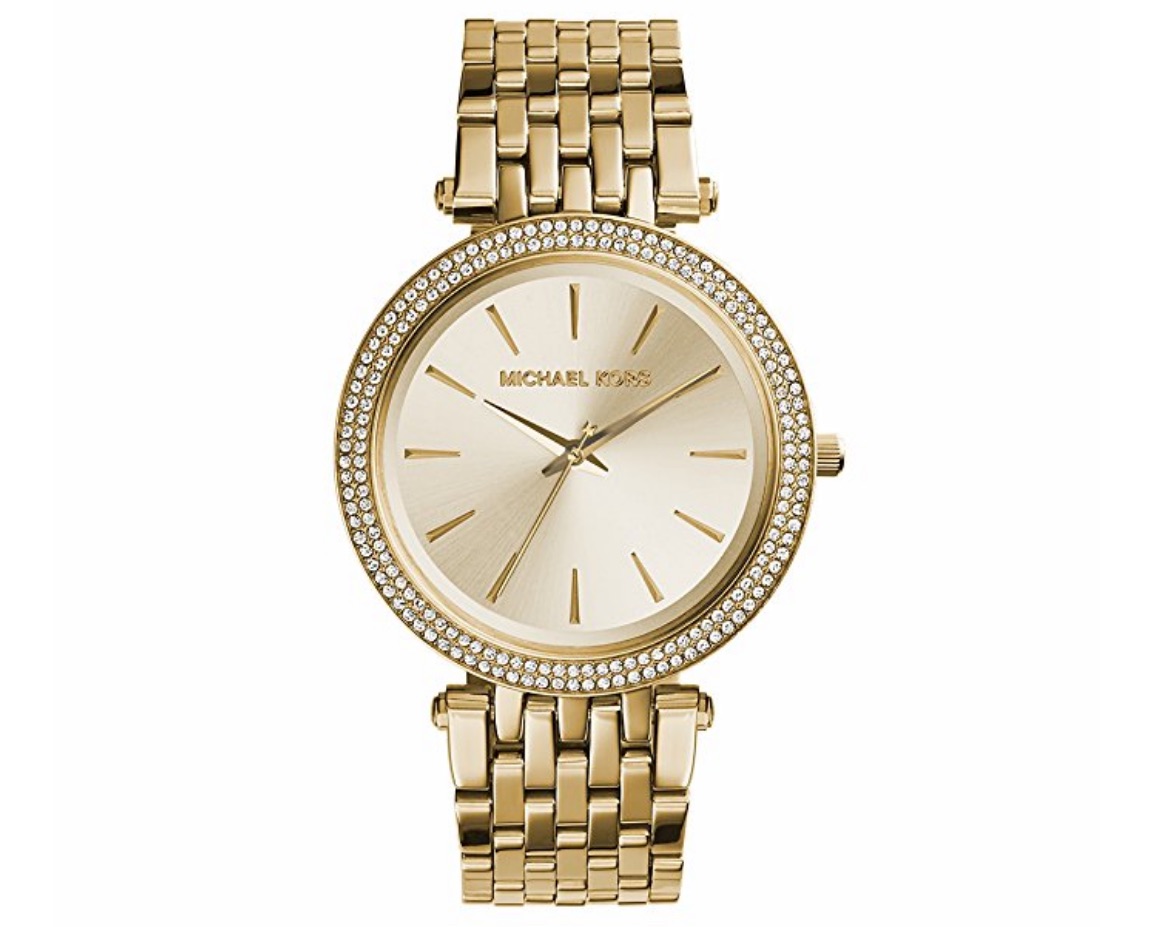 Michael Kors全场4.9折折!Michael Kors MK3191 Darci 女士金色水晶腕表,原价279欧,到手122.4欧!史低!
