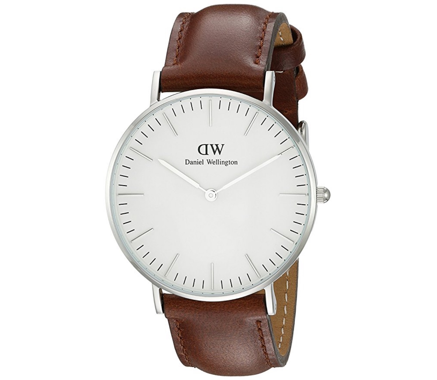 Daniel Wellington St Mawes DW00100052 经典女士优雅腕表 棕色表带 36mm 银色表盘，原价139.35欧，到手110.31欧！特价！