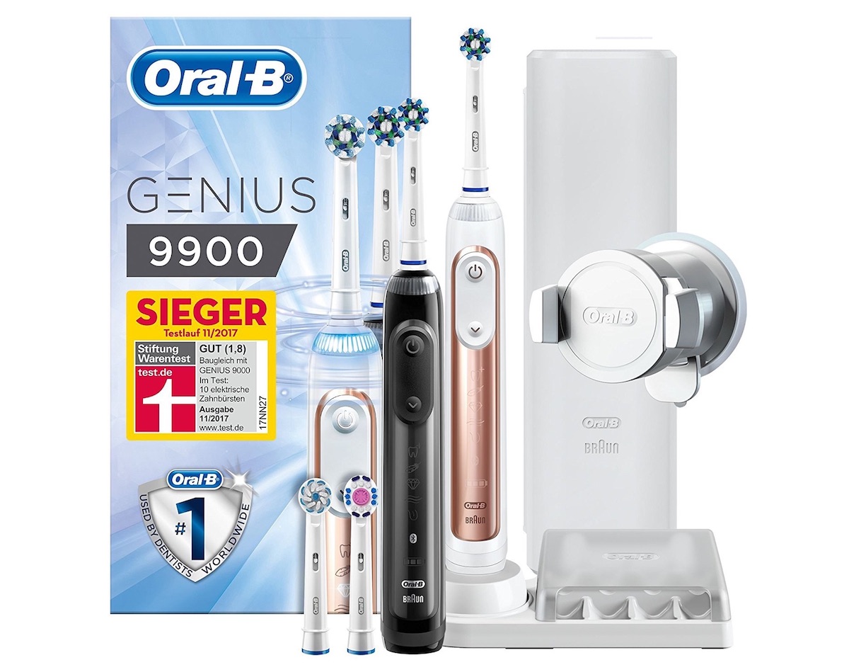 博朗 Oral-B Genius 9900 旗舰电动牙刷2支装 带四个刷头 两个刷柄 一个旅行充,到手129.99欧,原价164欧!特价!