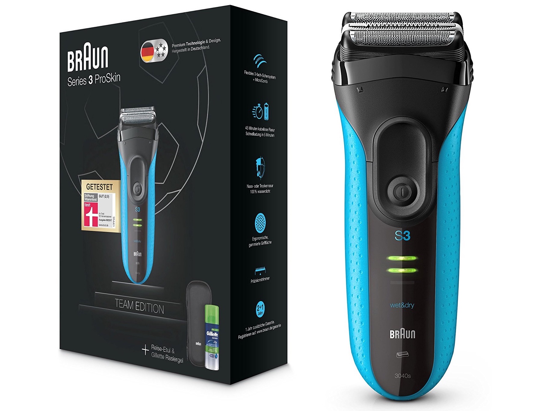 博朗3系 Braun Series3 ProSkin 系列干湿两用电动剃须刀 德国国家队2018版，原价99.99欧，到手54.99欧！特价！