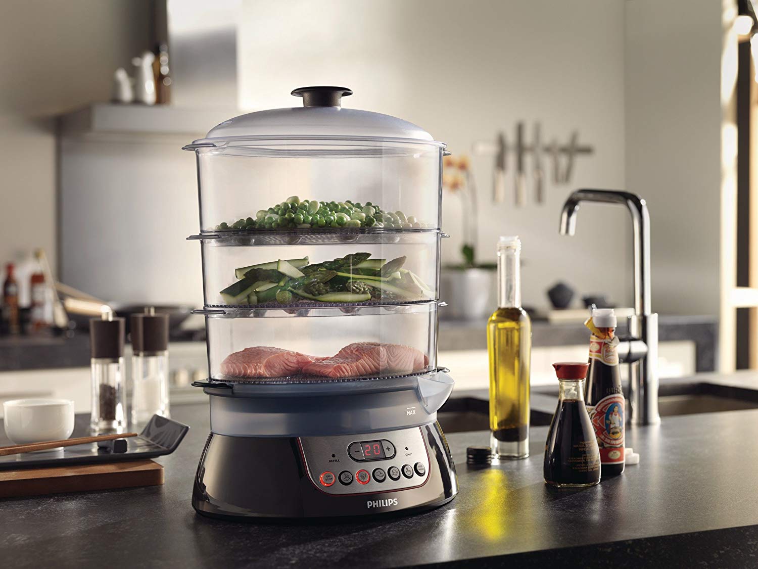 飞利浦 Philips HD9140/91 电蒸锅 风味增加器 自动保温防干烧，原价84.99欧，到手57.6欧！