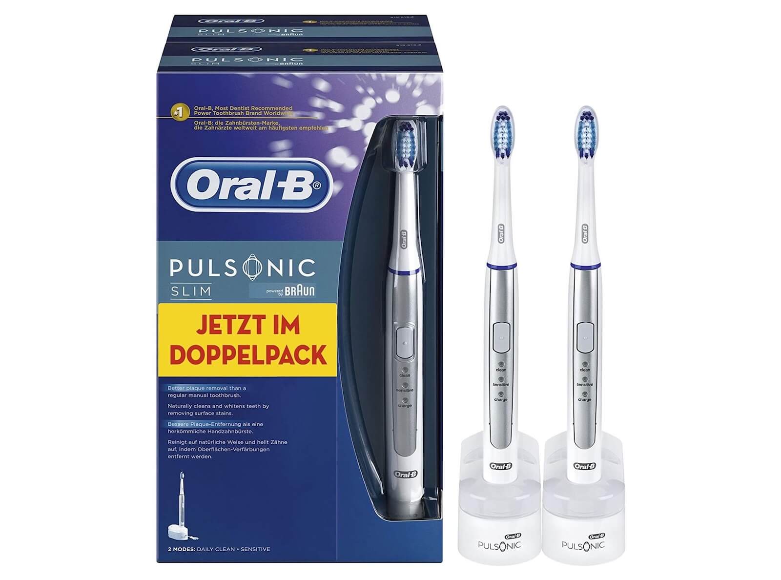 Oral-B Pulsonic Slim 纤细声波电动牙刷 超苗条 玫瑰金 象牙白 两支装,现在到手67.22欧!!