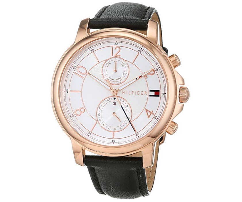 Tommy Hilfiger 1781817 Claudia 女式玫瑰金腕表 黑色表带，现在到手79.99欧！！