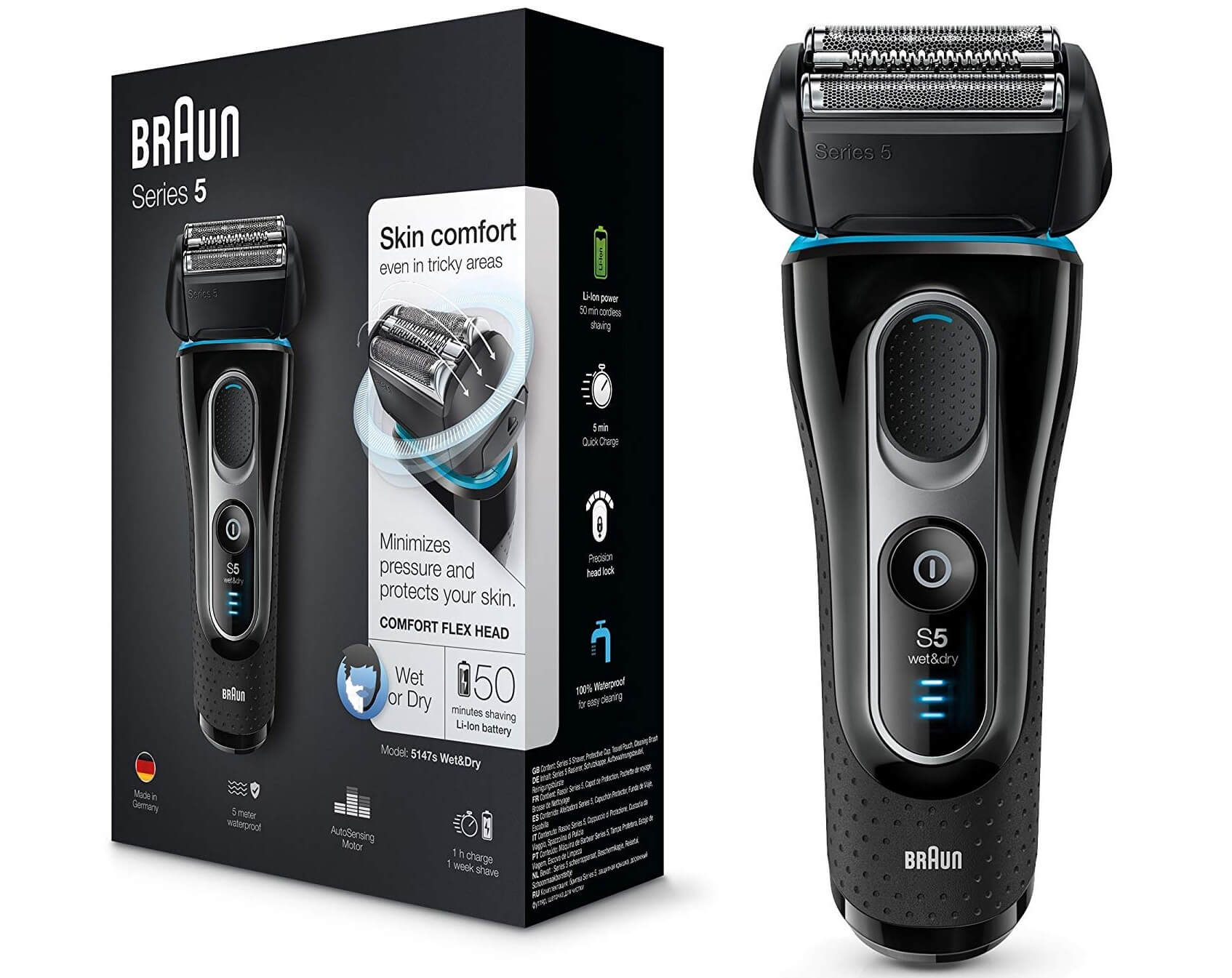 博朗 Braun 5系 5147S 男士剃须刀,到手131.99欧,原价164.99欧!