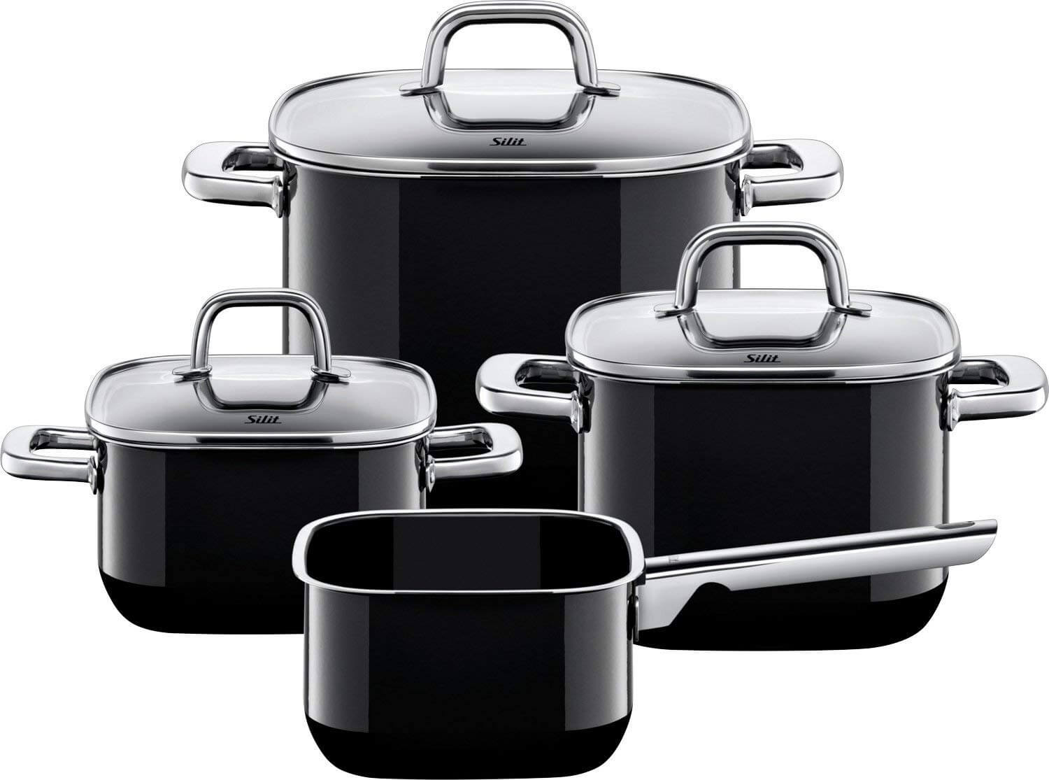喜力特 Silit Quadro 黑色方形希拉钢锅具4件套，到手299.99欧，原价429欧！