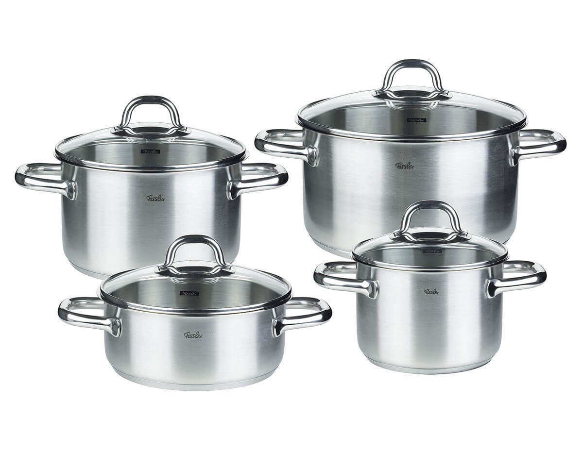 菲仕乐 Fissler Korfu 不锈钢锅具4件套+透明锅盖,到手109欧,原价225欧!
