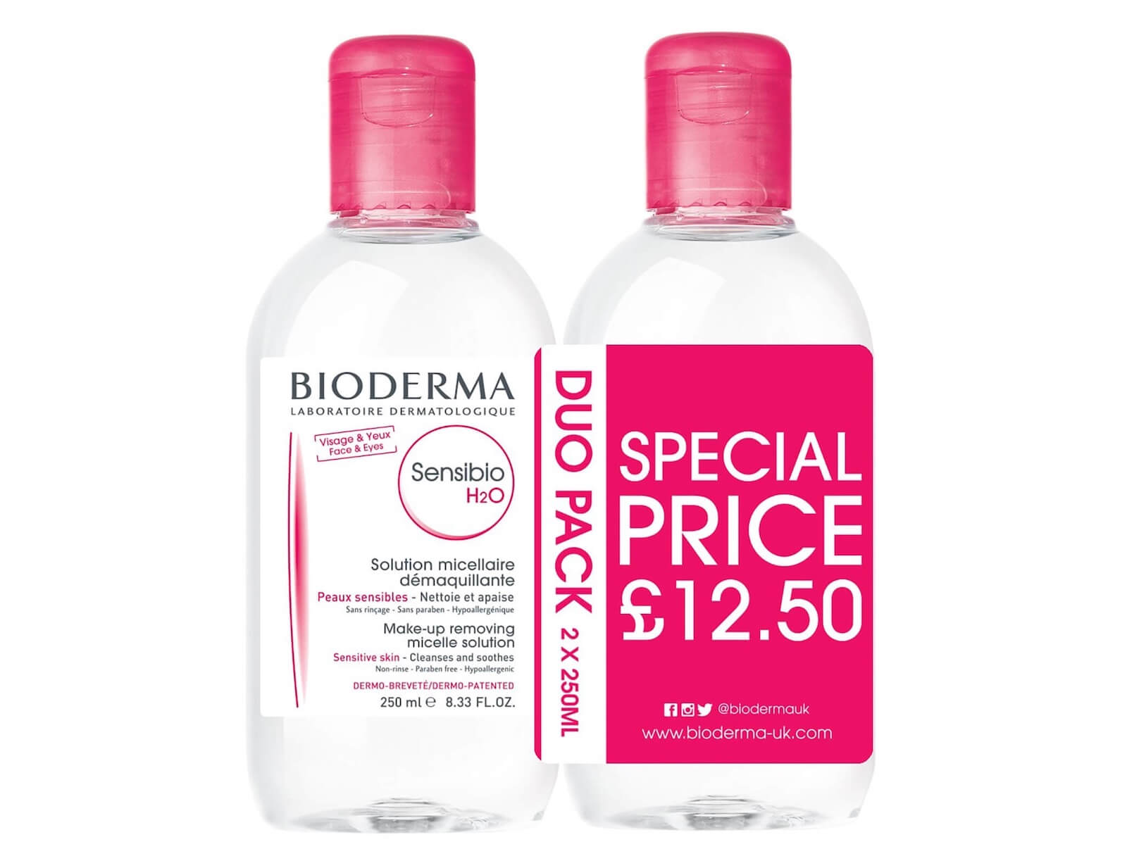全世界每6秒卖掉一瓶的王牌卸妆水！Bioderma Sensibio 卸妆水 2x250ml，现在到手10.83欧！原价14.45欧！史低！