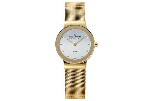 诗格恩 Skagen 358SGGD 轻薄手表Freja系列石英女式腕表 金色,到手86.31欧,原价149欧!
