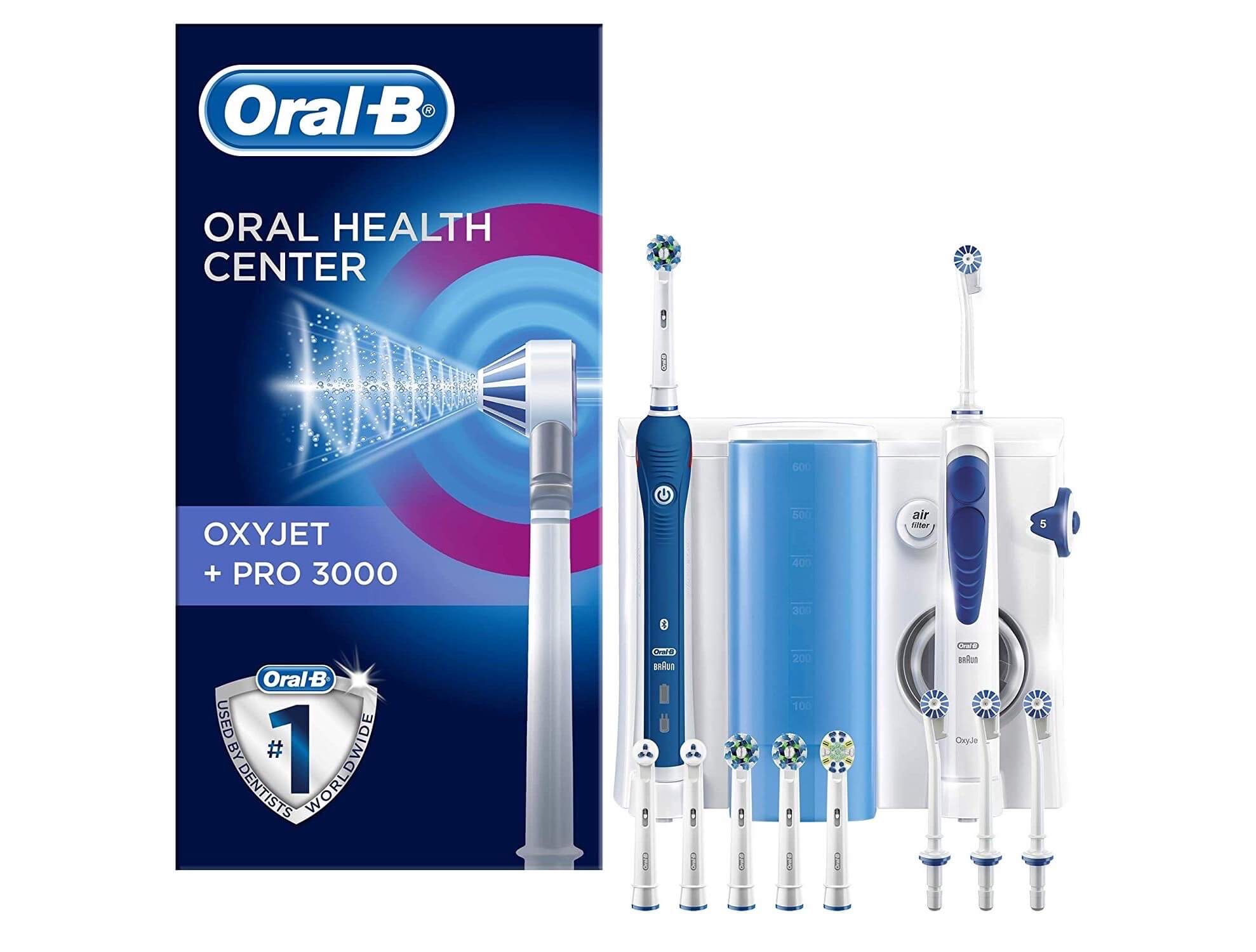 Oral-B 欧乐B口腔护理中心 OxyJet 活氧口腔冲洗器+Pro 3000 电动牙刷+4个冲洗刷头+6个替换牙刷头，到手108.99欧，原价209.99欧！