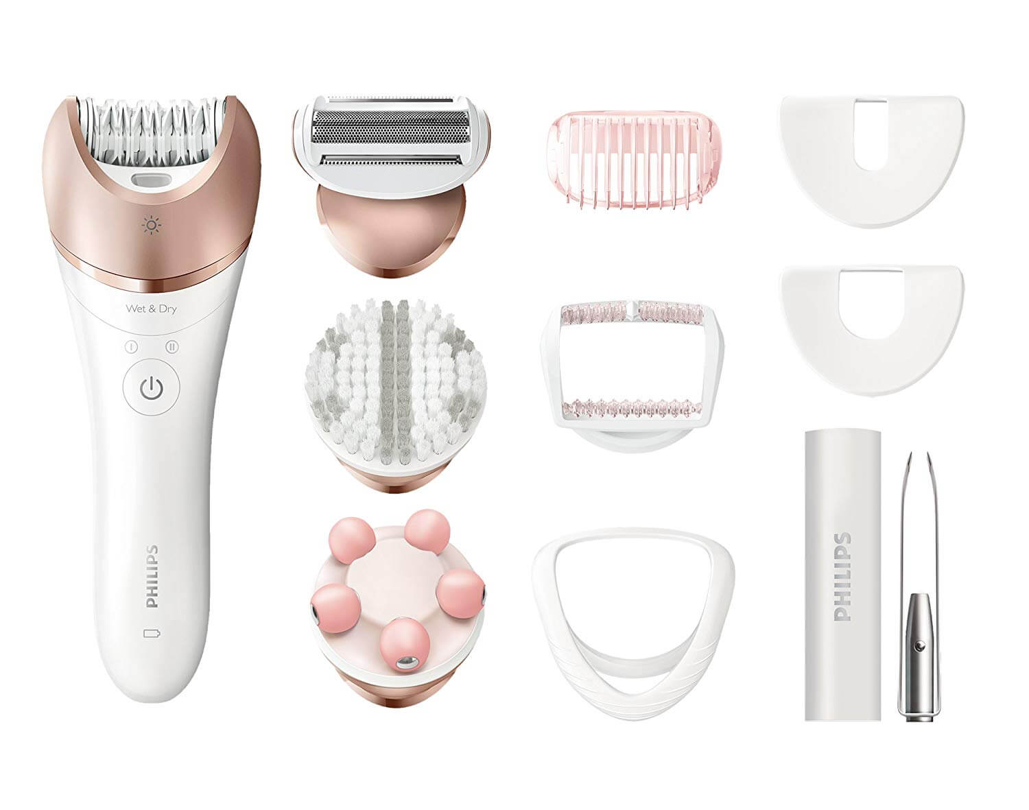 Philips Satinelle Prestige BRE651/00 干湿两用电动脱毛器 包含十个配件，到手67.9欧，原价114.99欧！