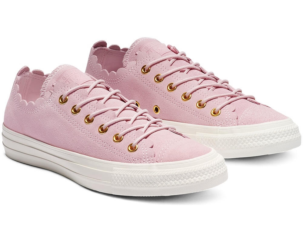 人见人爱的百搭神器 匡威 Converse 7折!匡威Chuck Taylor All Star Frilly Thrills 樱花粉 低帮,到手56欧,原价80欧!