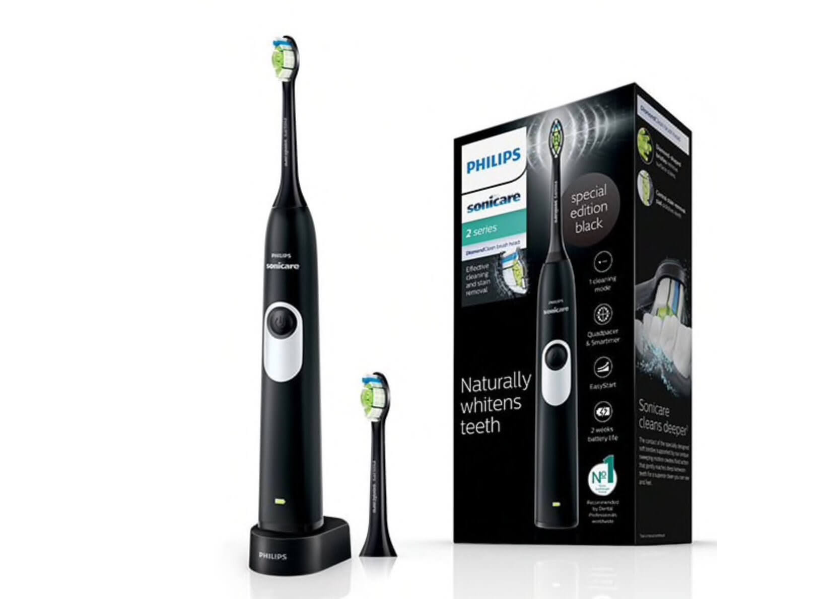 飞利浦PHILIPS Sonicare 2 Series HX6232/20 声波电动牙刷 黑色,到手29.7欧,原价74.99欧!特价!