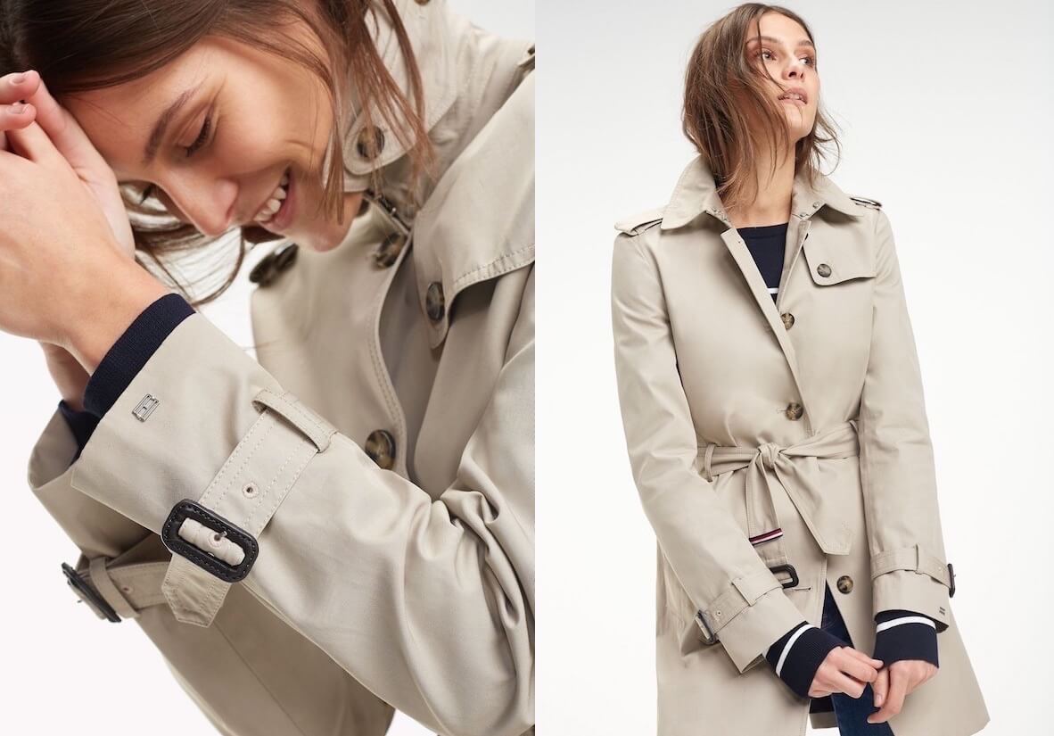 Tommy Hilfiger 女式经典复古单排扣束腰风衣,现在到手139欧!!