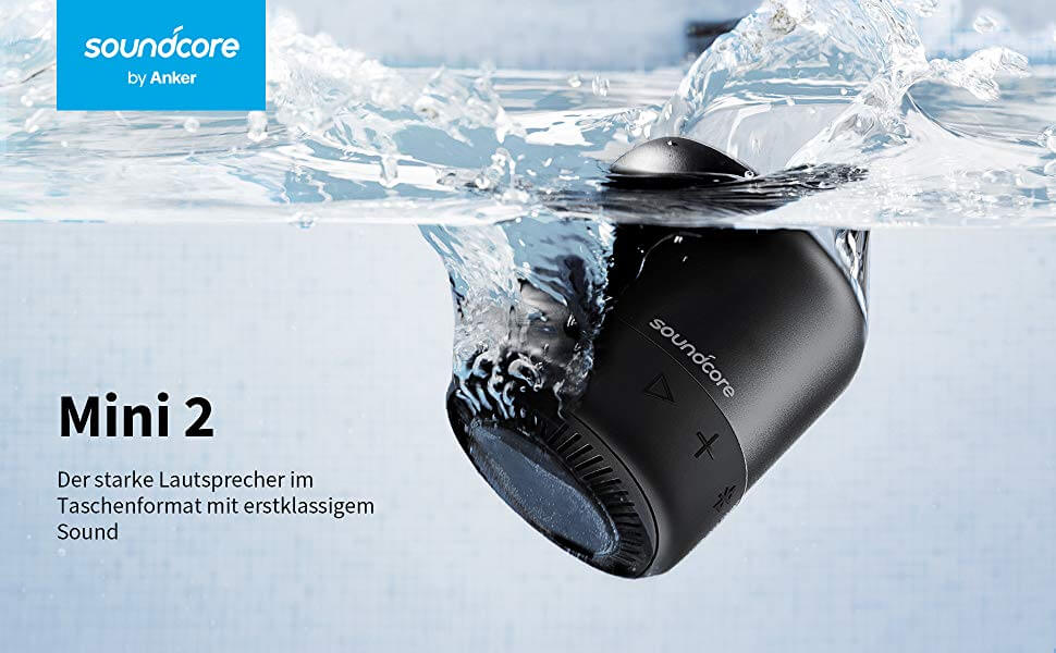 Anker SoundCore mini 2代 迷你蓝牙小音箱 IPX7防水 15小时播放时间 20米连接范围 带FM收音机,到手25欧,原价35.99欧!特价!