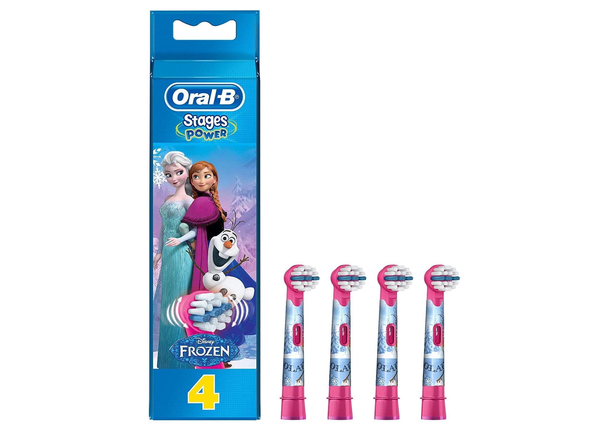 欧乐B Oral-B Stages Power 冰雪奇缘主题儿童电动牙刷头 4只装 适合3岁以上儿童，到手9.75欧，原价20.99欧！