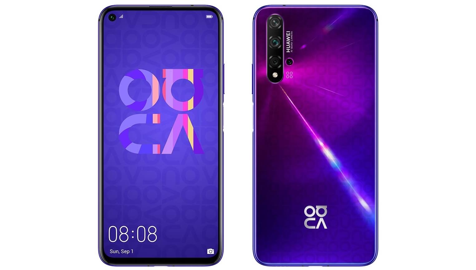 华为 Huawei Nova 5T智能手机 6.26寸打孔屏 6GB/128GB 双卡双待超炫酷仲夏紫 AI 五摄，到手289欧，原价379.99欧！