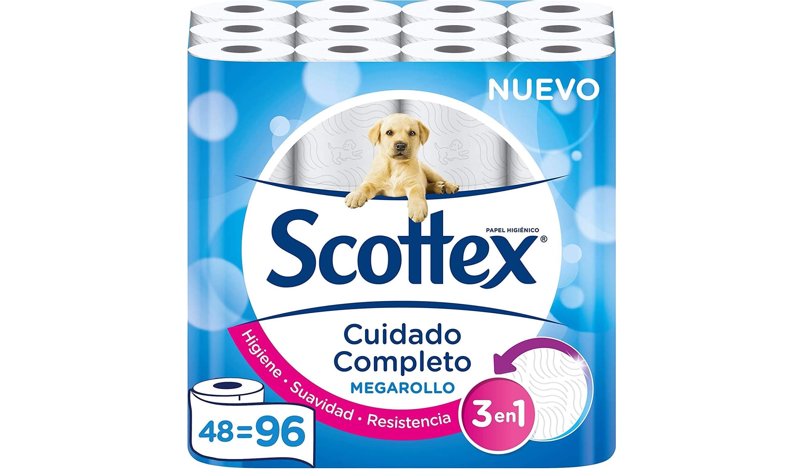 SCOTTEX megarollo 厕纸 高度柔软 棉质厕纸 3层纸张 48卷,到手28欧,原价30.91欧!特价!