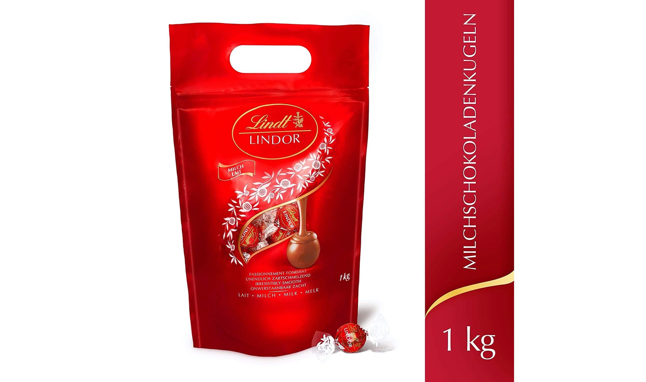 Lindt Lindor 瑞士莲软心牛奶巧克力球 1kg包装，到手14.99欧，原价24.9欧！！