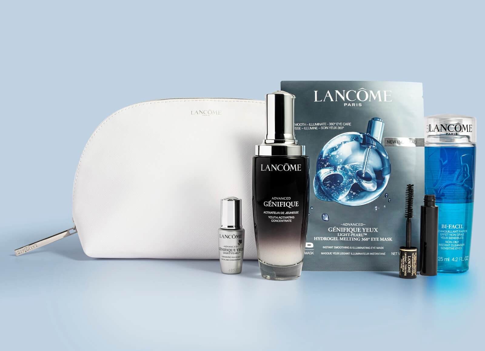 兰蔻小黑瓶套装 含肌底液75ml+大眼精华5ml+小黑瓶眼膜4ml+睫毛膏+眼唇卸妆液125ml+化妆包,到手65.03欧,价值超过200欧!!