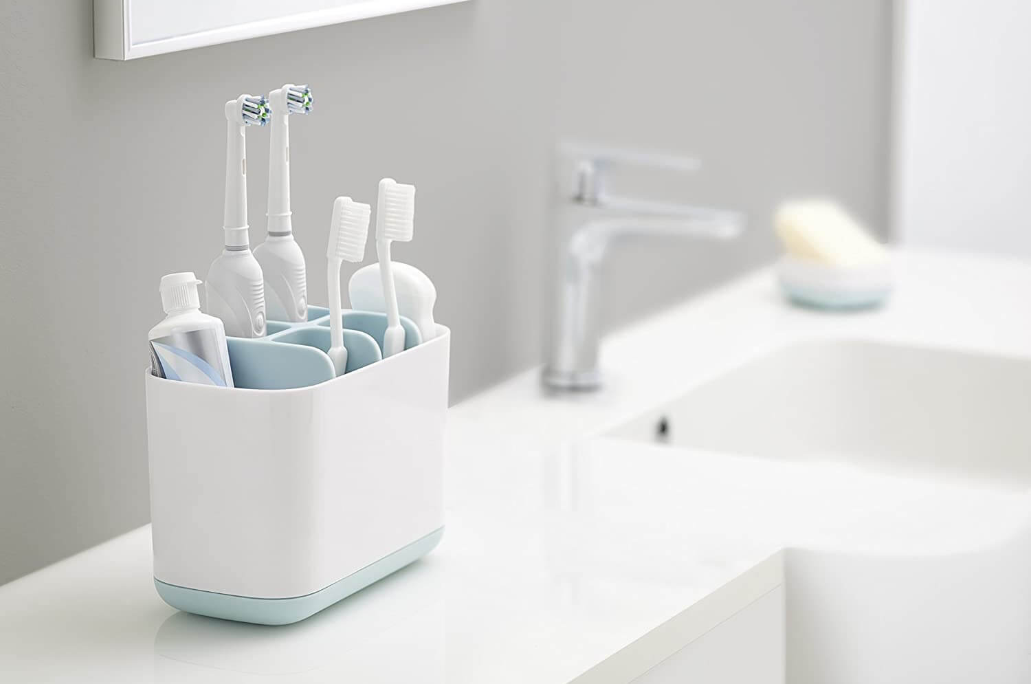 Joseph Joseph Easy-Store 牙刷牙膏收纳架 多分格 大号 白色/蓝色，到手12.94欧，原价19.99欧！