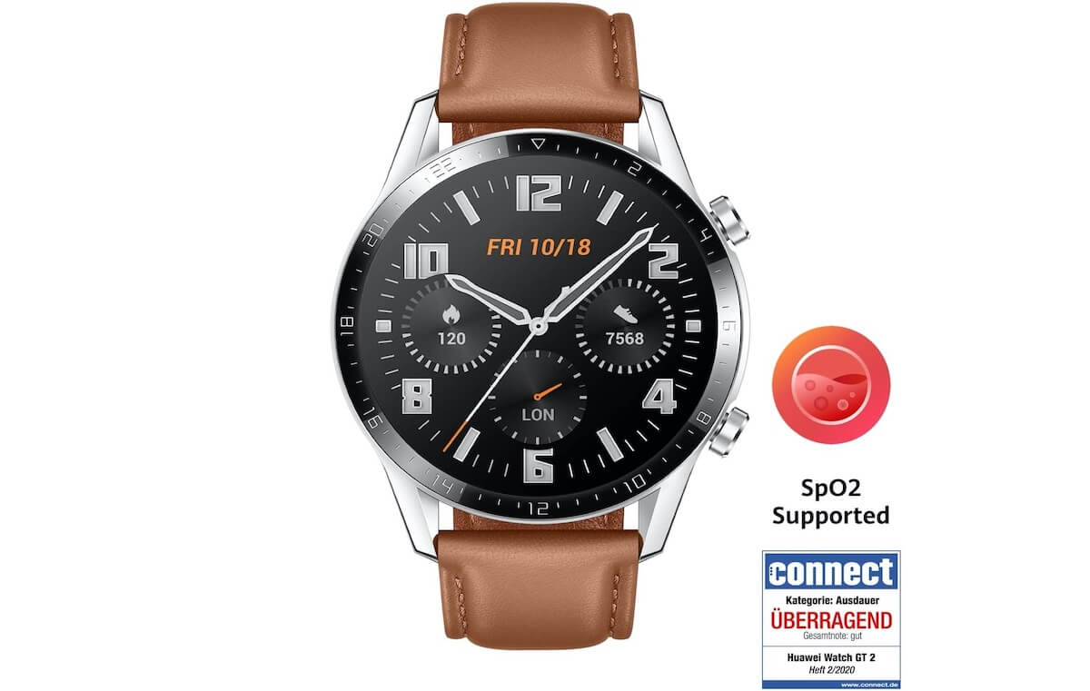 华为 HUAWEI Watch GT 2代 46mm表盘 棕色表带 麒麟A1芯片 14天续航,到手129.9欧,原价181.79欧!