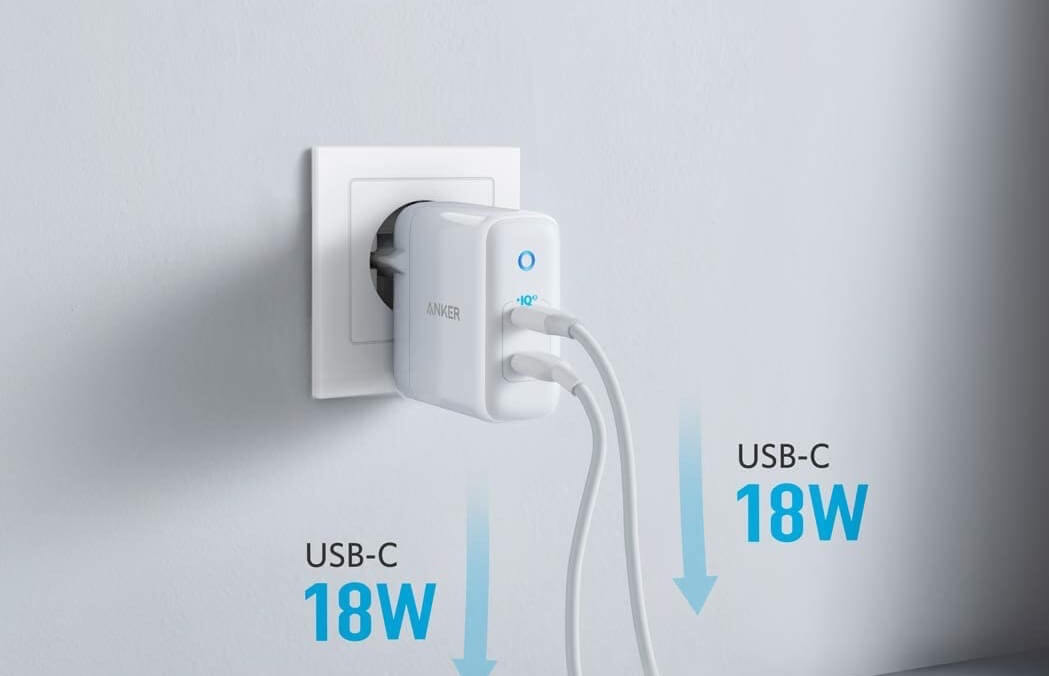 Anker PowerPort III Duo USB C充电器 支持PowerIQ 3.0