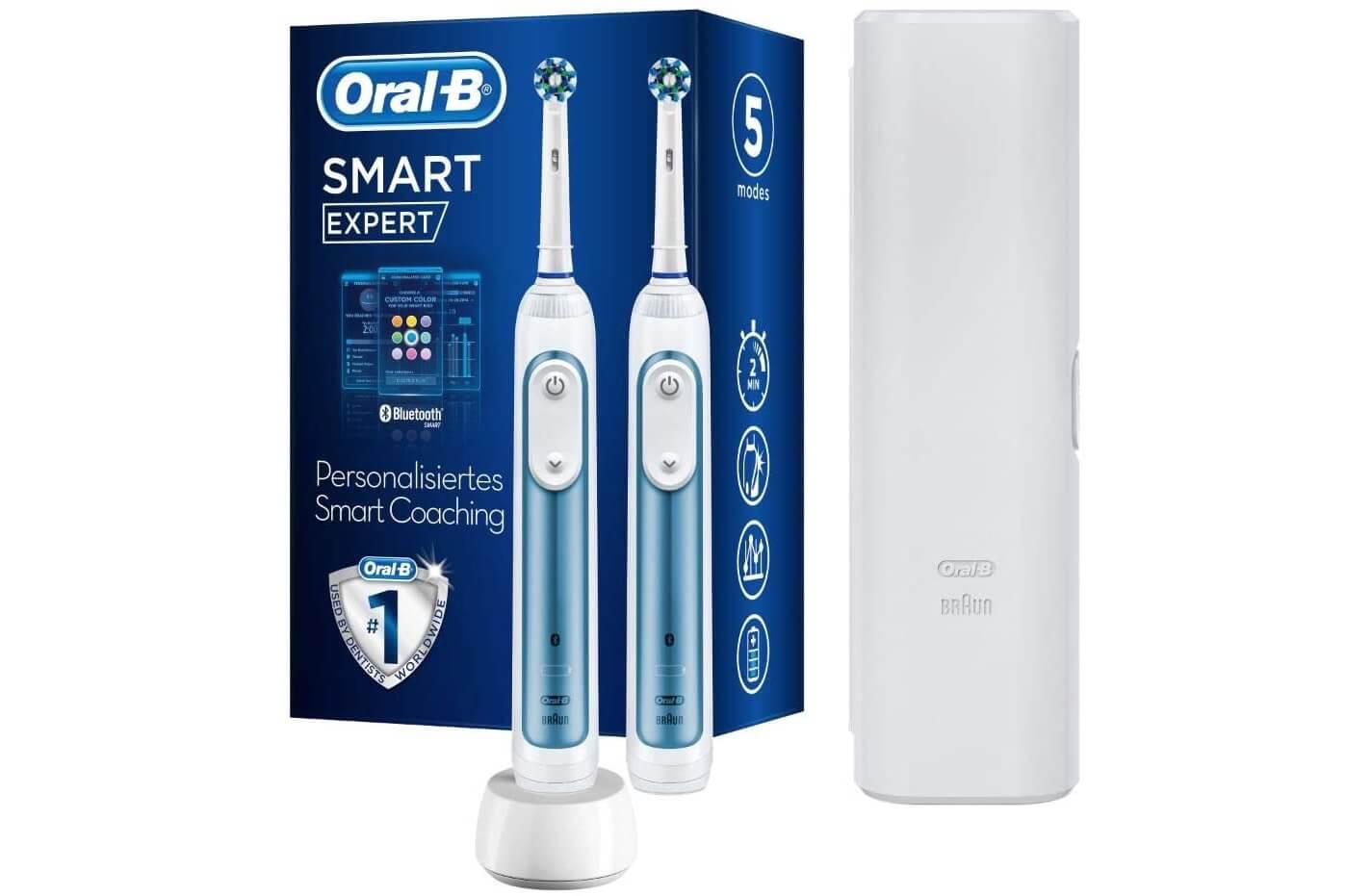 Oral-B Smart Expert 智能专家电动牙刷 两只装 带蓝牙连接 SmartRing智能环和旅行盒 蓝色，到手99.99欧，原价259.99欧！全德免邮！