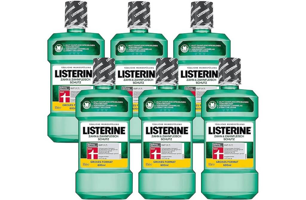 李施德林 Listerine 保护牙齿牙龈漱口水 6x600毫升,到手26.94欧!补货